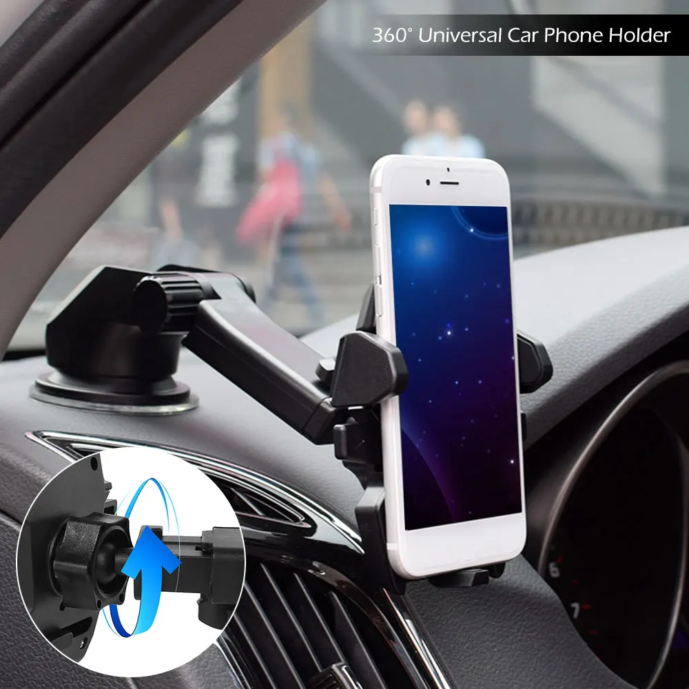 360 градусов держатель сотового телефона для автомобиля на лобовое стекло тире присоска Подставка для сотового телефона gps универсальные автомобильные аксессуары крепление