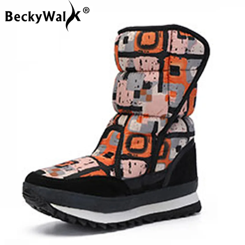 

Women's snow boots winter warm waterproof women's winter shoes Botas Mujer plush ladies snow boots WSH3434