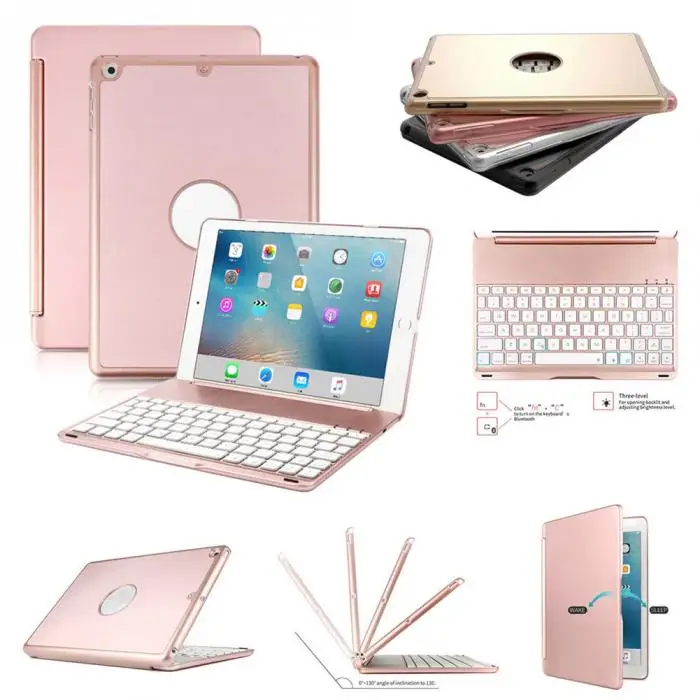 

9.7 Inch Aluminum Bluetooth Keyboard Folio Cover Case for iPad Air 2 iPad Pro