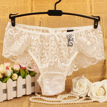 

ECTUSAMAT Seamless Sexy Interest Underwear Ladies Midwaist Transparent Lace Ladies Triangle Pants 6pcs/lot