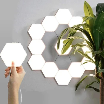 

3pcs Magnetic Hexagons Creative Decoration Wall Lampara Quantum Lamp Hexagonal Lamps Modular Touch Sensitive LED Night Light