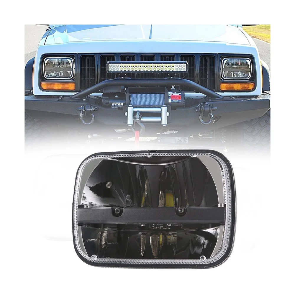 1* прямоугольный Высокий Низкий Луч Светодиодные фары для Jeep Wrangler Yj Cherokee Xj