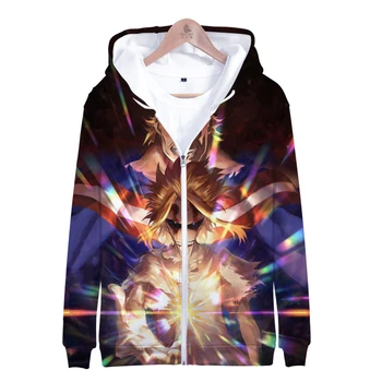 

3D Boku no Hero Academia men hoodies zipper 2019 Hot Polyester Fashion Hooded Sweatshirt Casual Hoodies Zipper Sweatshirt