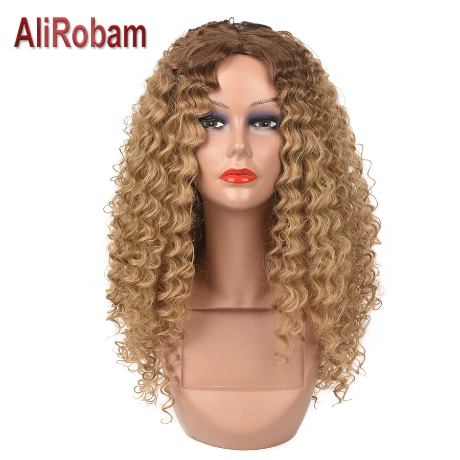 AliRobam афро кудрявые парики для черных женщин коричневые смешанные коричневые синтетические парики высокотемпературное волокно африканская прическа серый