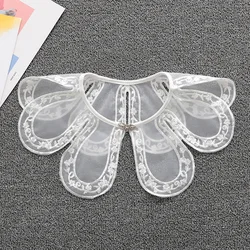Women False Collars Shirt Embroidery Fake Collar Embroidery Big Shawl Wrap Dress Sweater Decorative Necklace Small Capelet