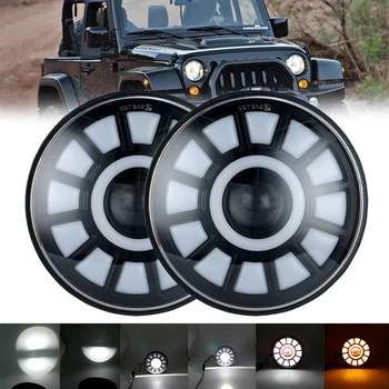 

Upgraded 60W led Headlights for Jeep Wrangler JK Off-road lighting Led lamp 12v 24V High Low Beam with drl & Turn Signal