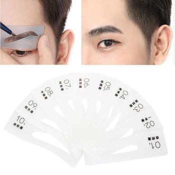 

10pcs Tattoo Supplies Reusable Eyebrow Card and Pencils Makeup Eye brow Stencil Shaping Measure tool Microblading Kit for Sale