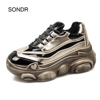 

Thick Bottom Shoes Women Platform Sneakers with Thin Fur 2020 New Fashion Brand Ladies Chunky footware Female zapatos de mujer