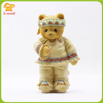 

New Cute 3D Bear Silicone Mold Dress Top Hat Ornament Noliday Mould Chocolate Polymer Clay Soap Candle Resin
