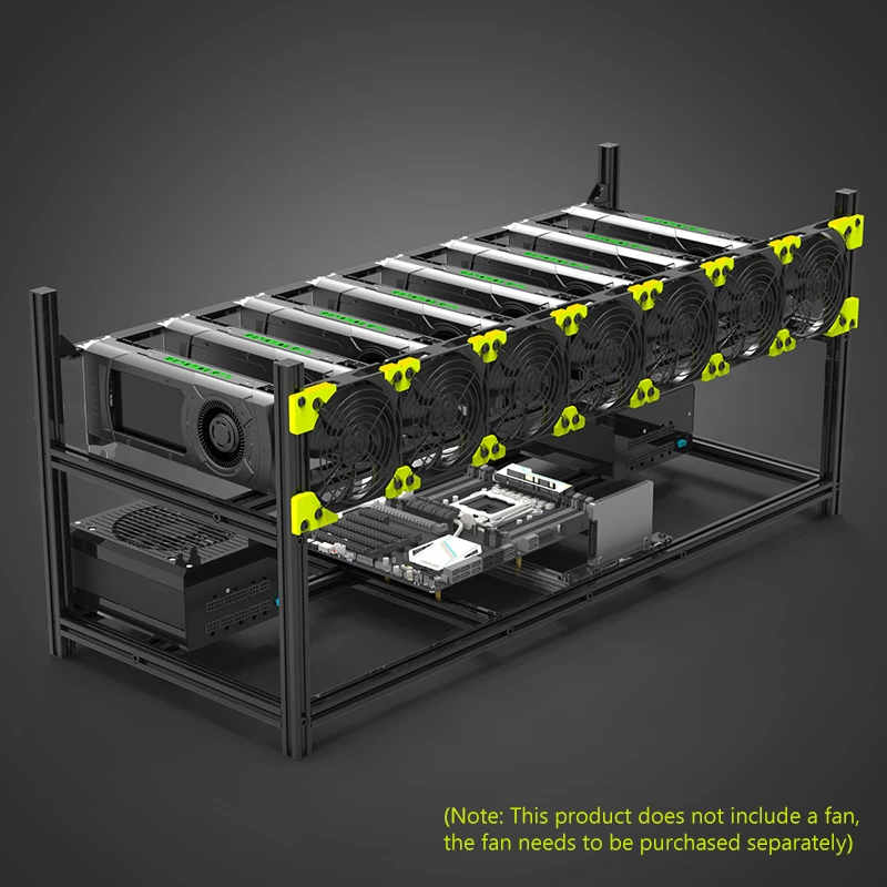 VEDDHA V3C 8 GPU Graphics Card Rack All-Aluminum Multi-Graphics Card Rack Can Be Superimposed On Black Server Chassis