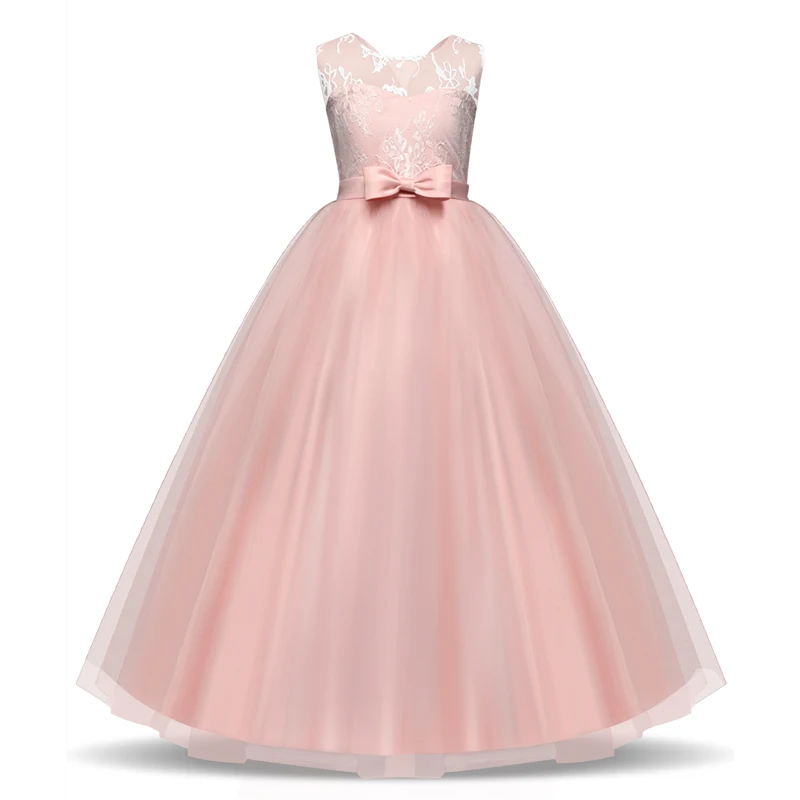 Teenage Girls Dress Summer Children's Clothing Party Elegant Princess Long Tulle Baby Girls Kids Lace Wedding Ceremony Dresses little girl skirt dress