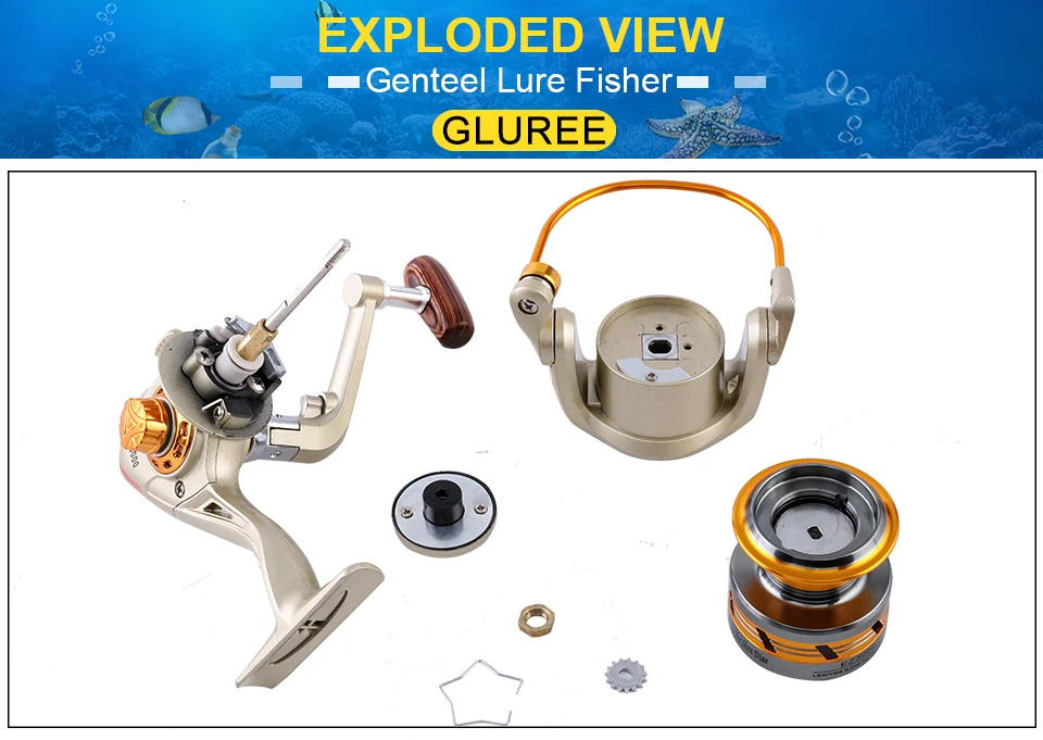 GLUREE Fishing Spinning Reel Carp Fishing Reel 12BB 5.21 Metal Line Cup LeftRight Handle FreshSaltwater Wheel EZ1000~EZ6000 (19)