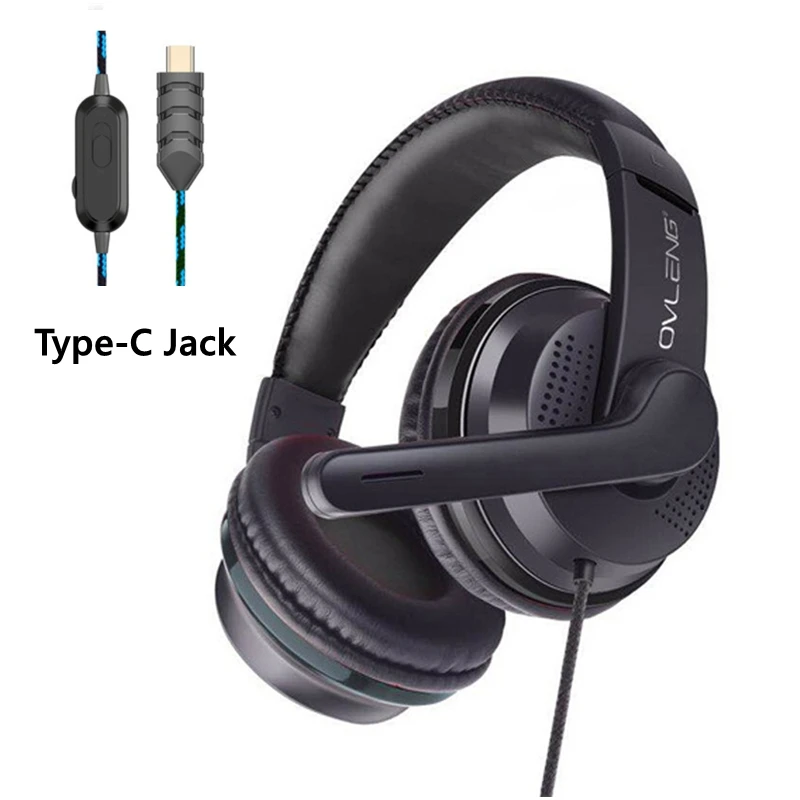 Type C Jack Gamer Wired Headphone With Microphone For Huawei Xiaomi Phone Loud Sound Gaming Headset Kids Girl Music Helmets