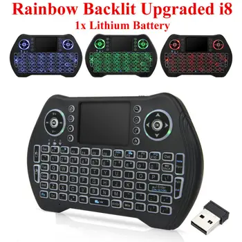 

Mini Upgraded i8 Backlit Wireless 2.4GHz Keyboard Air Remote Control Touchpad