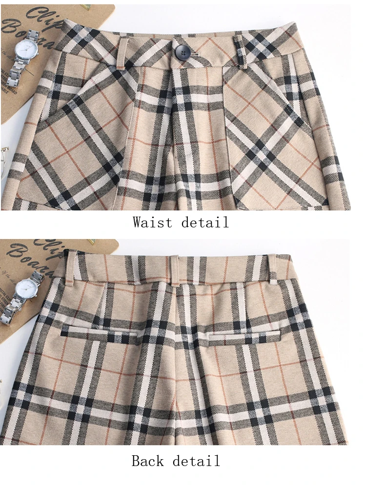 New Autumn Winter Wool Short Women Korean High Waist Shorts Plaid Wide Leg Shorts Casual Loose plus size shorts