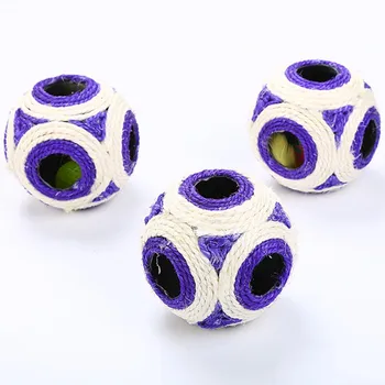 

1Pcs Animal Supplies Holes Big Sisal Toys Post Cat Pet Trapped Scratch Ball Toy Training Six