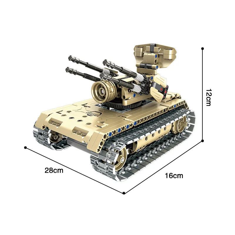 

QIHUI 8012 Electric Remote Controlled Blocks Car Self-Propelled Anti-Aircraft Gun Tank Educational Fight Inserted DIY Toy a-Piec