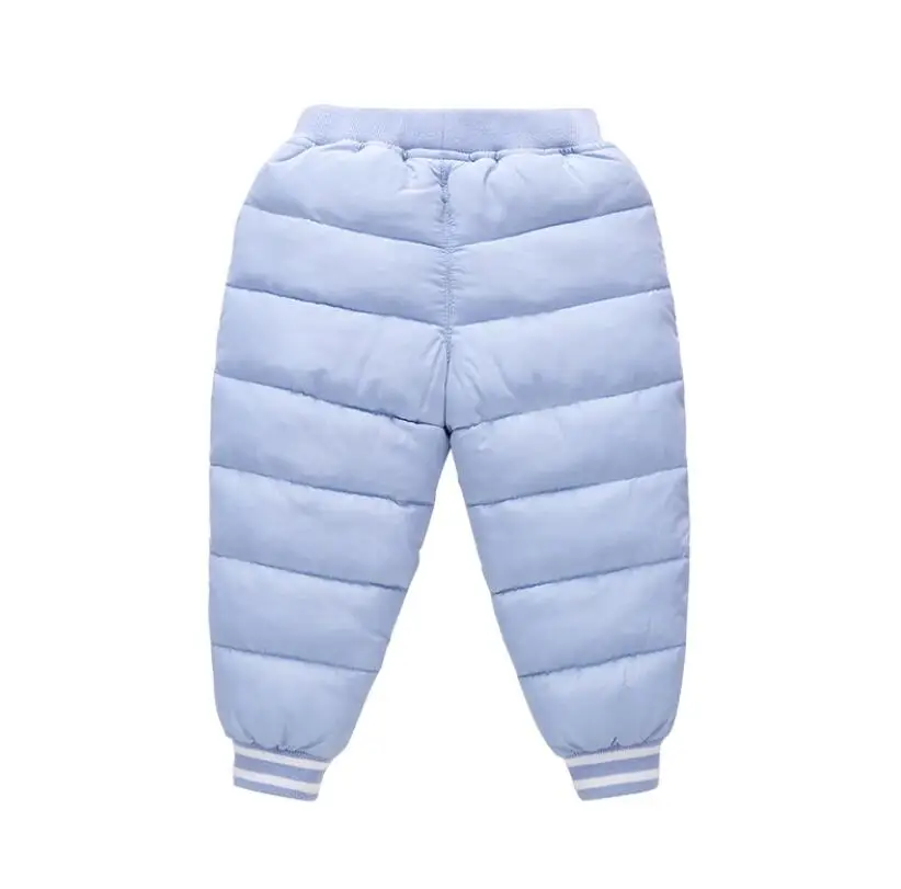 Baby winter warm pants 1-6T baby boys girls cotton down trousers candy color infant cute snowsuit toddler crotch openable pants - Цвет: light blue