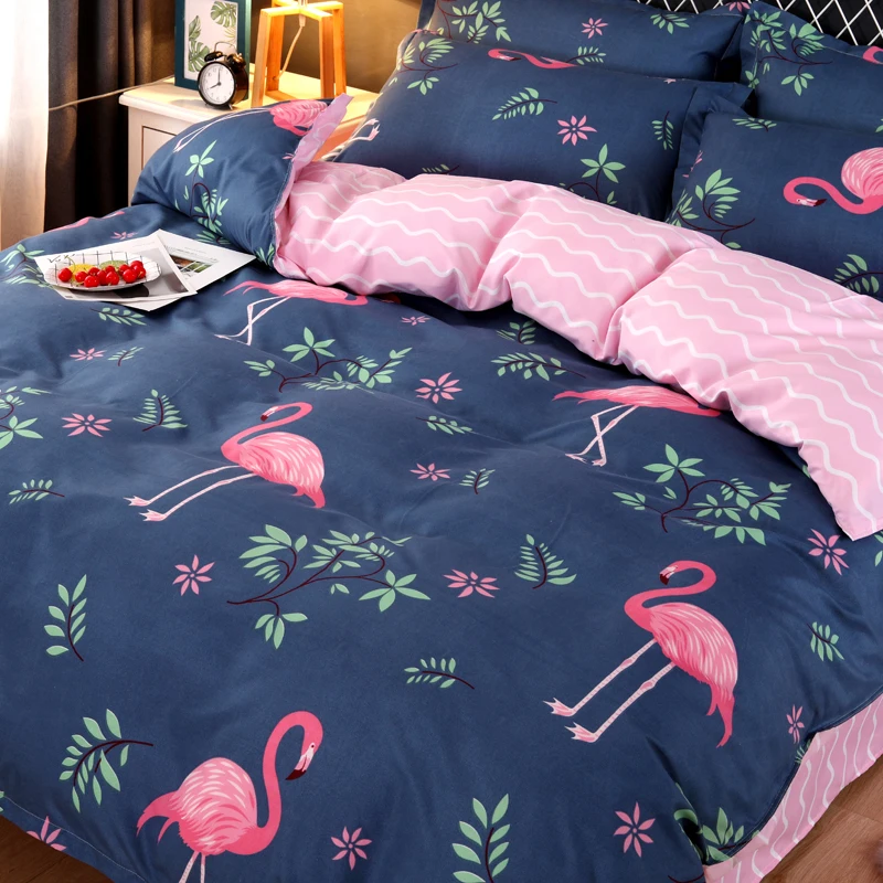 Хунбо классический Постельное белье 4 Размеры; нарядное Цветочное платье с рисунком Фламинго кровать для детей возрастом от 4 шт./компл. постельное белье пастырской простыня AB сбоку постельное белье, покрывало на кровать