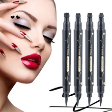 Жидкая подводка для глаз, черная двухсторонняя Водостойкая Подводка для глаз, профессиональная косметика, макияж для глаз в виде звезды луны сердца, красота