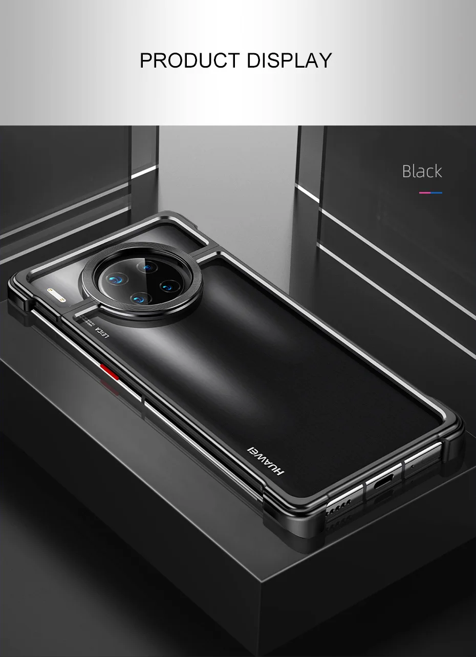 Чехол для телефона с металлической рамкой для huawei mate 30, Магнитный чехол для телефона mate 30 pro - Цвет: black