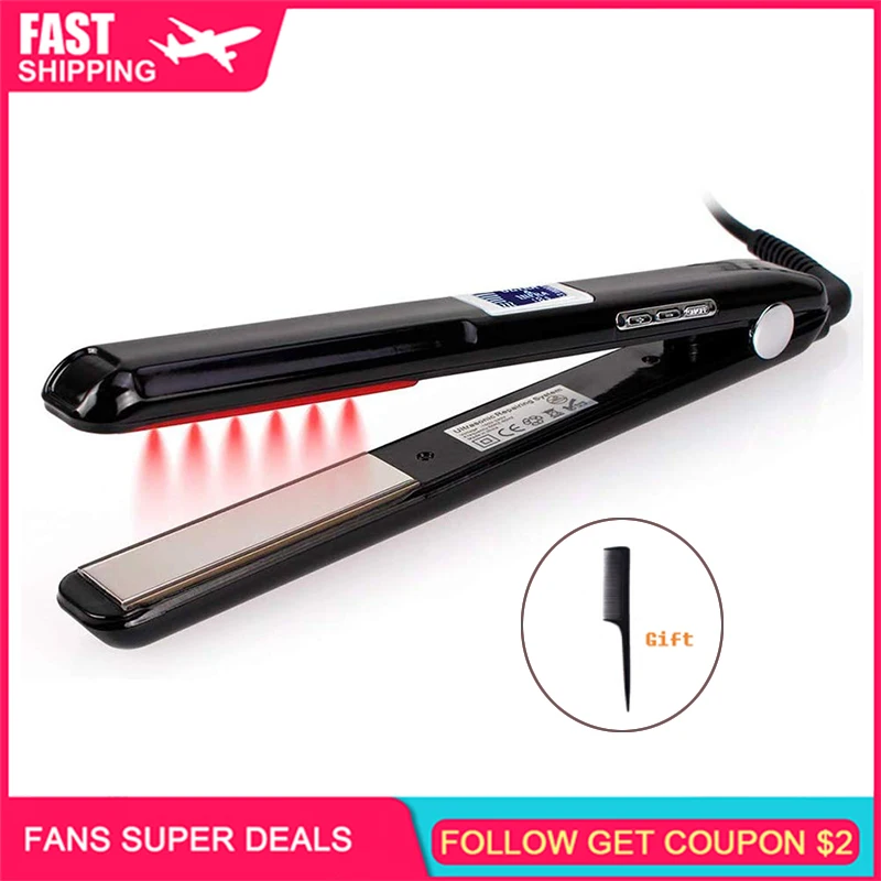 LCD Display Infrared Hair Care Iron Ultrasonic Hair Treatment Cold Straightener Recovers Damaged Iron Smoothly Hair Flat Irons