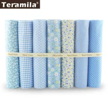 Teramila 7 шт. синий цвет хлопок ткань различные узоры Telas ткань материалы для DIY шитья куклы лоскутное Ремесло Украшение