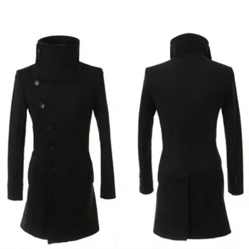 

Wool Coat Male Wool Jackets Autumn Men Woolen Coats Manteau Homme Middle Long Jackets Coats Mens Warm Wool Overcoat Size 2XL