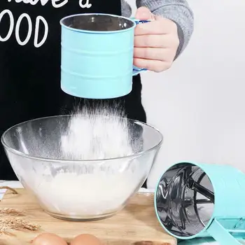 

Stainless Steel Shaker Sieve Cup Powder Mesh Crank Flour Sifter With Measuring Scale For Flour Icing Sugar Mesh Sieve Cocina