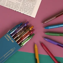 Jianwu 6 pçs/set 0.5mm retro colorido estrela gel caneta fosco penhold simples imprensa jornal neutro caneta escola material de escritório estudante
