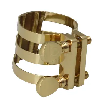 

Yibuy Gold Brass Alto Saxophone Mouthpiece Ligature Double Screw Instrument Equipment