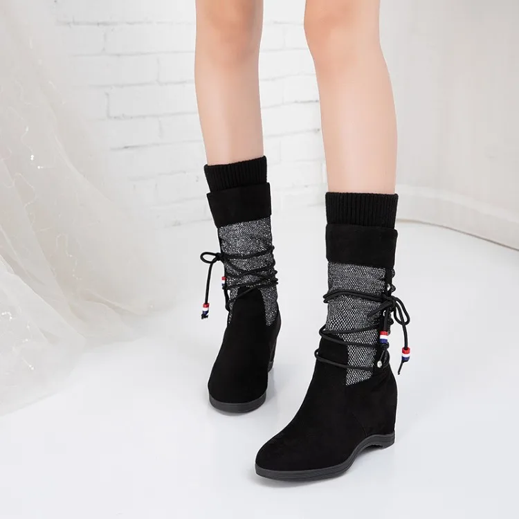 

Big Size 9 10 11 12 boots women shoes ankle boots for women ladies boots shoes woman winter Solid color round head sleeve