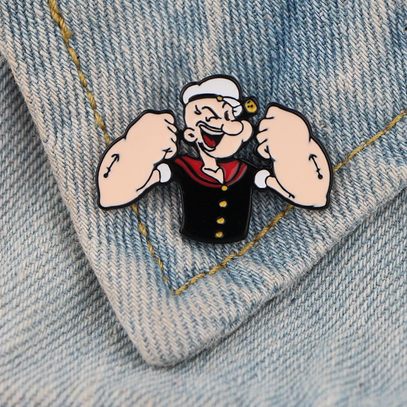 K363 аниме Popeye булавки крутые металлические брошки и шпильки эмалированная булавка для женщин Мужская булавка для лацкана значок для рюкзака брошь воротник ювелирные изделия