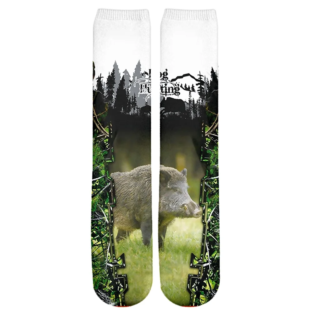PLstar Cosmos Brand socks 2021 New Fashion Mens Socks Bear / Boar Hunting Camo 3D Printed Unisex Casual Knee-High Sock