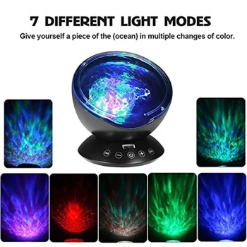 

7 Different Light Modes Rotating LED Weeding Show Ocean Wave Projector Lamp Night Light Remote Control Music Player