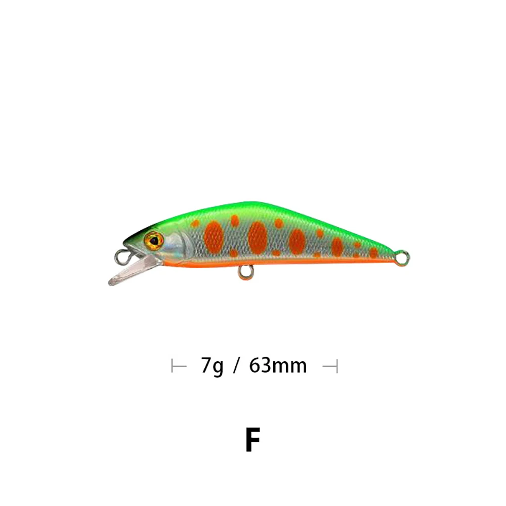 Мизеса 6,3 см 5,3g 10-Цвета опускается на дно бионические приманки для рыбной ловли гольян приманки 3D глаза Искусственные приманки Пластик жесткая наживка Рыбная приманка вобблер - Цвет: F
