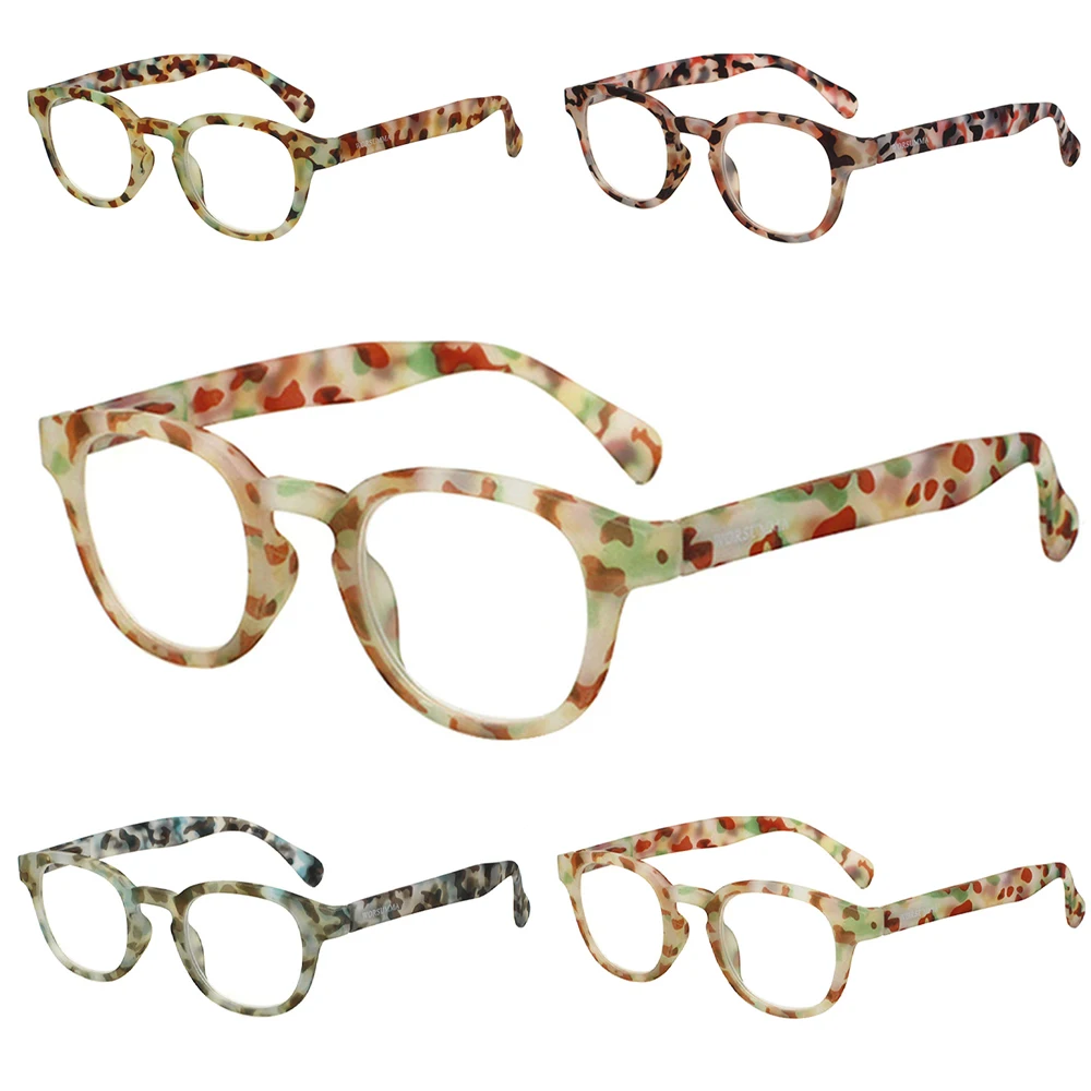 Turzing Round Reading Glasses Ladies Spring Hinge Reader Women Eyeglasses Pattern Print reading glasses