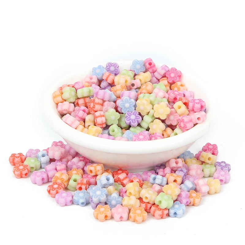 100Pcs Mixed Flowers Acrylic Beads 7x4mm For Jewellery Marking Loose Spacer Bracelet Necklace Charm Jewelry Finding | Украшения и