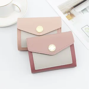 Women's short wallet stitching little girl multi-function wild small three-fold coin purse simple short bag