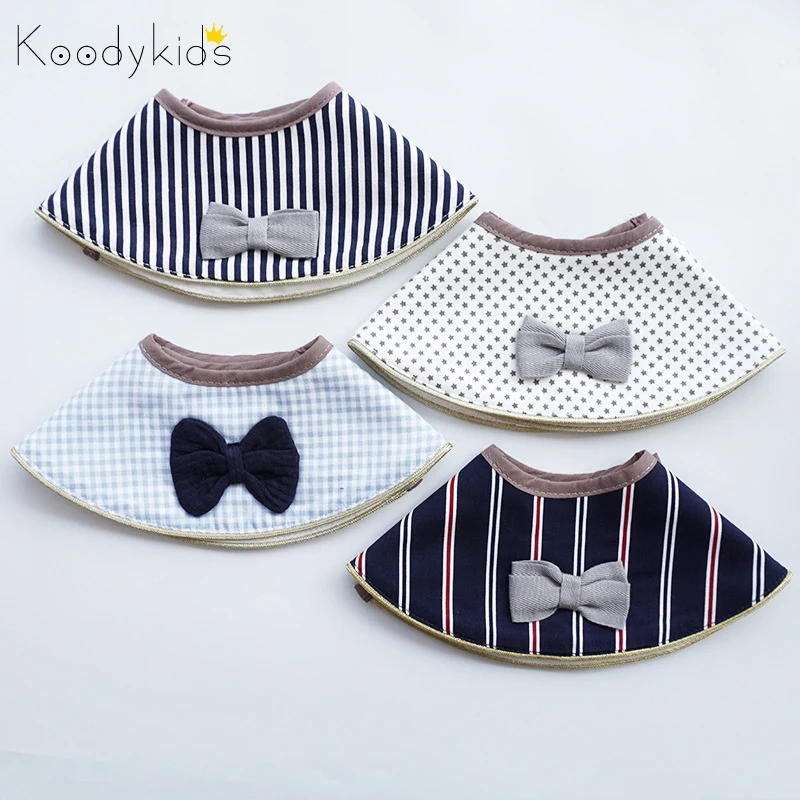 Koodykids/Слюнявчики для маленьких мальчиков; хлопковые Слюнявчики с декоративным бантом и имитацией воротника; детские слюнявчики для маленьких девочек; вечерние слюнявчики высокого качества