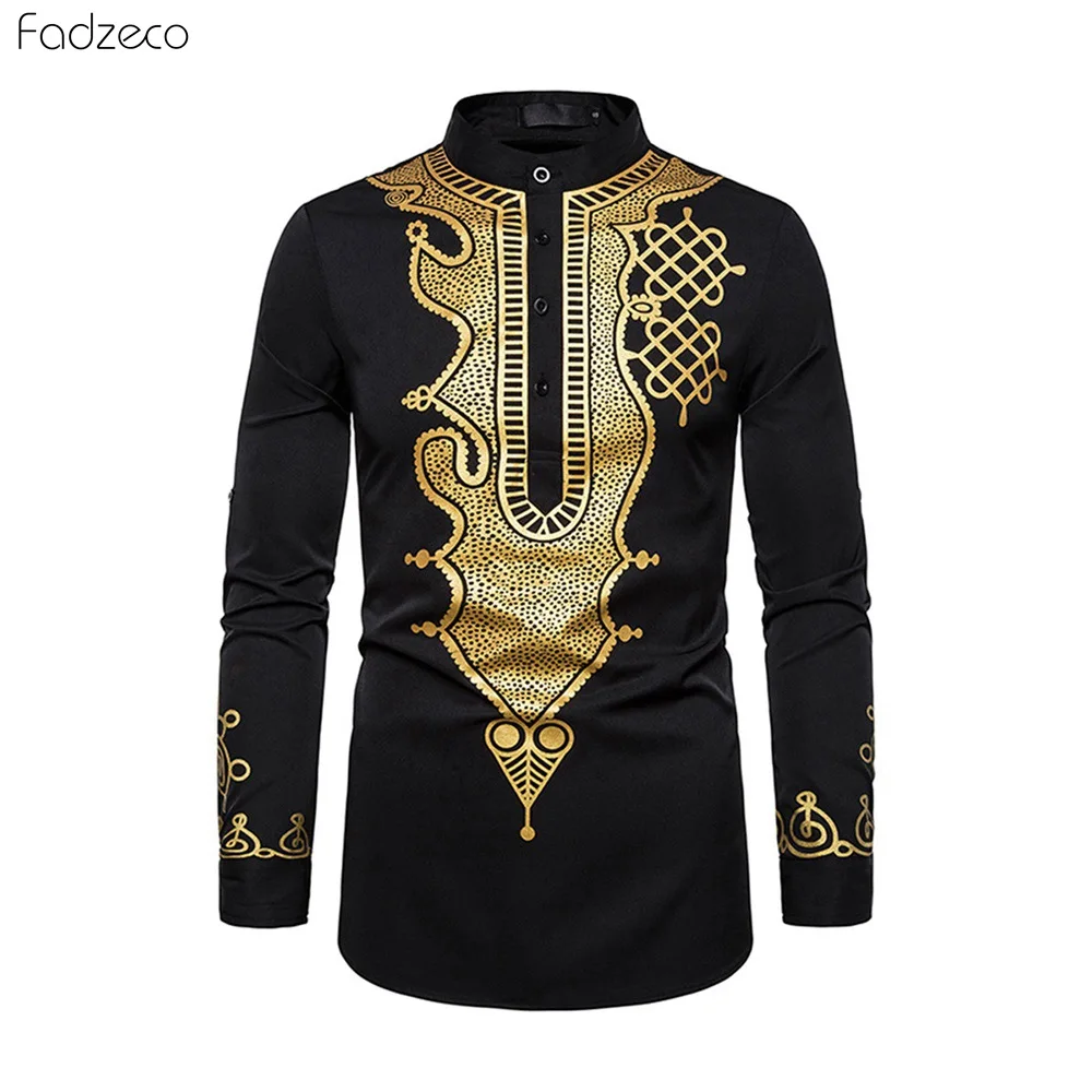 Африканская одежда Fadzeco для мужчин Дашики новинка 2019 Мужской Топ нижняя рубашка с