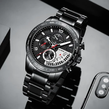 

CRRJU New Fashion Stainless Steel Mens Watches Top Brand Luxury Multi-function Chronograph Quartz Wristwatch Relogio Masculino