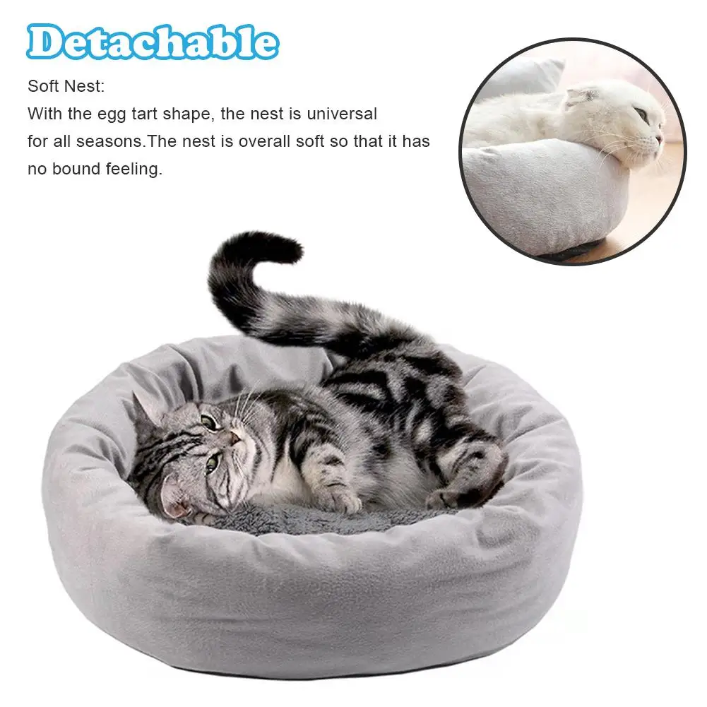 Теплая кровать для кошки дом круглая кровать Fodable собака коврик для сна гнездо питомник подушка для питомца щенячье гнездо оболочка скрывающая булочка для бургера на зиму