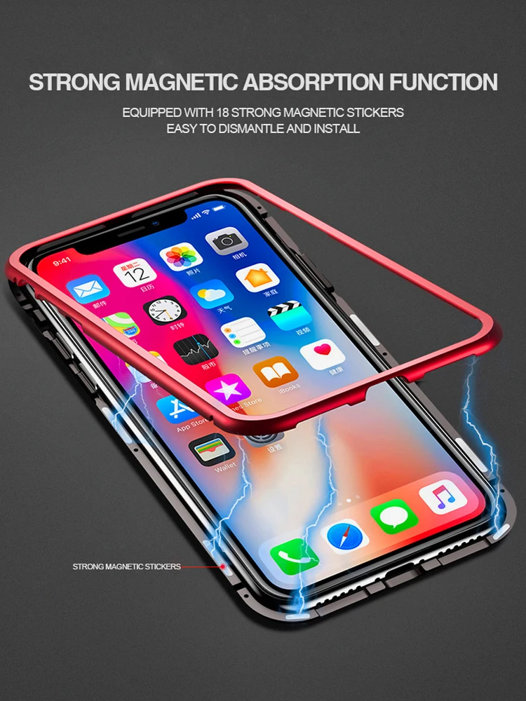

Applicable to iPhone Apple phone case series magnetic magnetic all-inclusive anti-fall metal tempered glass mobile phone case