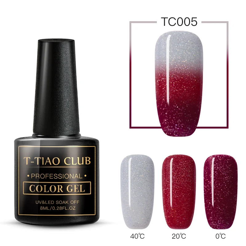 T-TIAO CLUB 8 мл термальный меняющий Цвет Гель-лак для ногтей голографический Лак Блеск температурный гель для изменения цвета Гель-лак для дизайна ногтей - Цвет: FFS07040