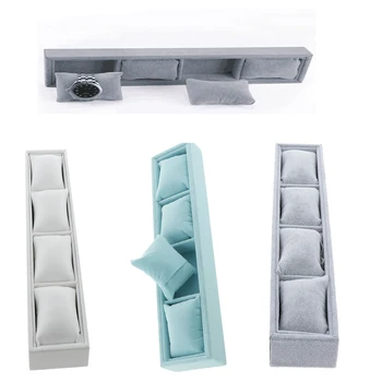 

Velvet Bracelet Bangle Watch Display Showcase Organizer Holder with 3 Pillow