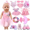 Doll Clothes Pink Series Dsiney Elsa Dress Canvas Shoes For  18 Inch American&43CM Reborn Baby New Born Doll ,Girl's Russia Doll ► Photo 2/6