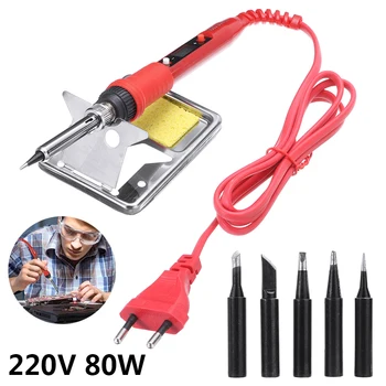 

220V Adjustable Temperature Soldering Pen LCD Electric Soldering Iron Kit With Solder Tip 80W Eu Plug Welding Repair Rework Tool