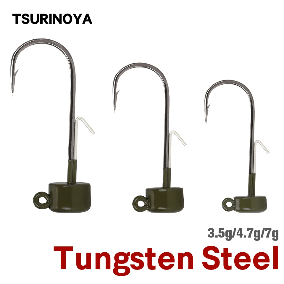 TSURINOYA Jig Head Ned Rig Hooks 3.5g 4.7g 7g Tungsten Steel