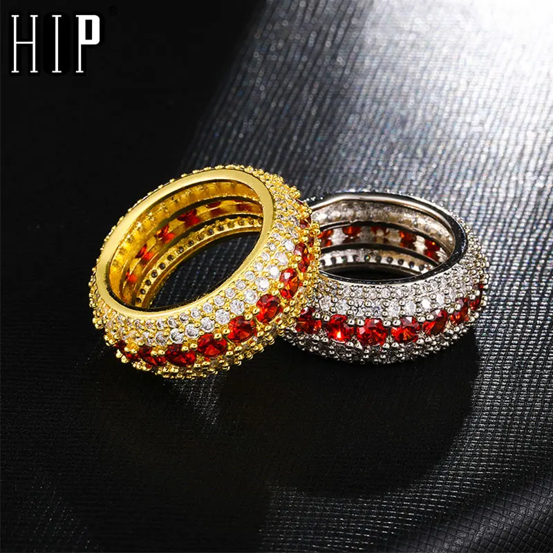 

Hip Hop Bling Iced Out Charm Gold Silver Color Copper Bling Zircon Rings For Men For Men Jewelry